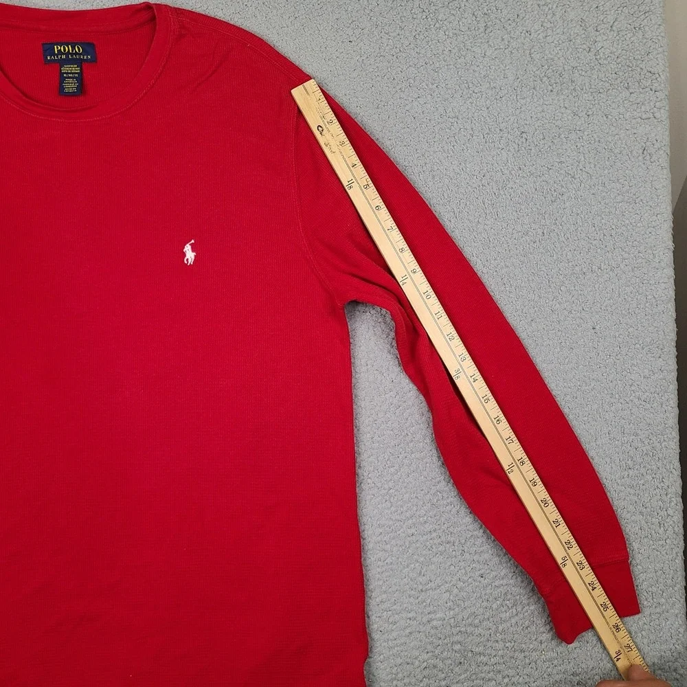 Polo Ralph Lauren Sleepwear Shirt Mens XL Red Waffle Knit Thermal Long Sleeve